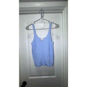 A New Day Womens XS Ribbed Tank Top Blue Sleeveless Stretch Knit Casual